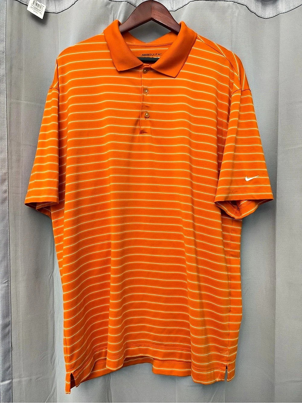 Nike Golf Striped Polo in Orange & White XL